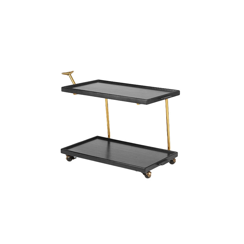 Solid Wood Sofa Side Accent Table with Shelf Rectangular Living Room Double Tier