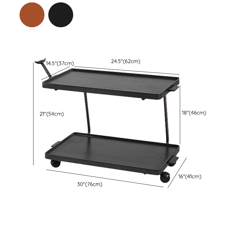 Solid Wood Sofa Side Accent Table with Shelf Rectangular Living Room Double Tier
