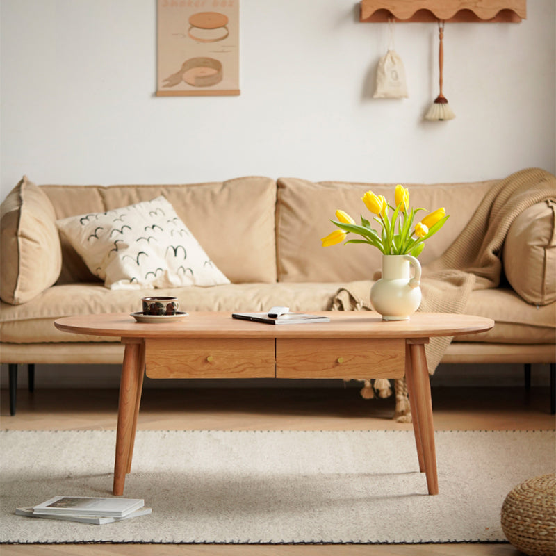 23" Wide Contemporary Cocktail Table Storage Oval Coffee Table