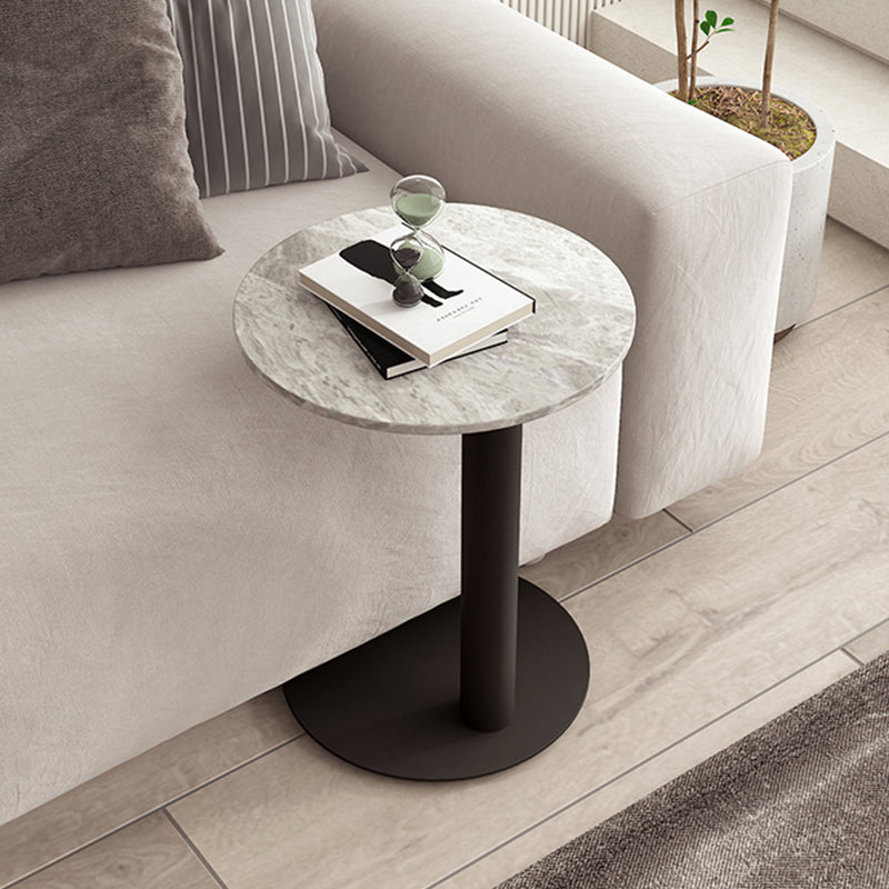 Slate Top Coffee Cocktail Table Modern Round Pedestal Coffee or End Table