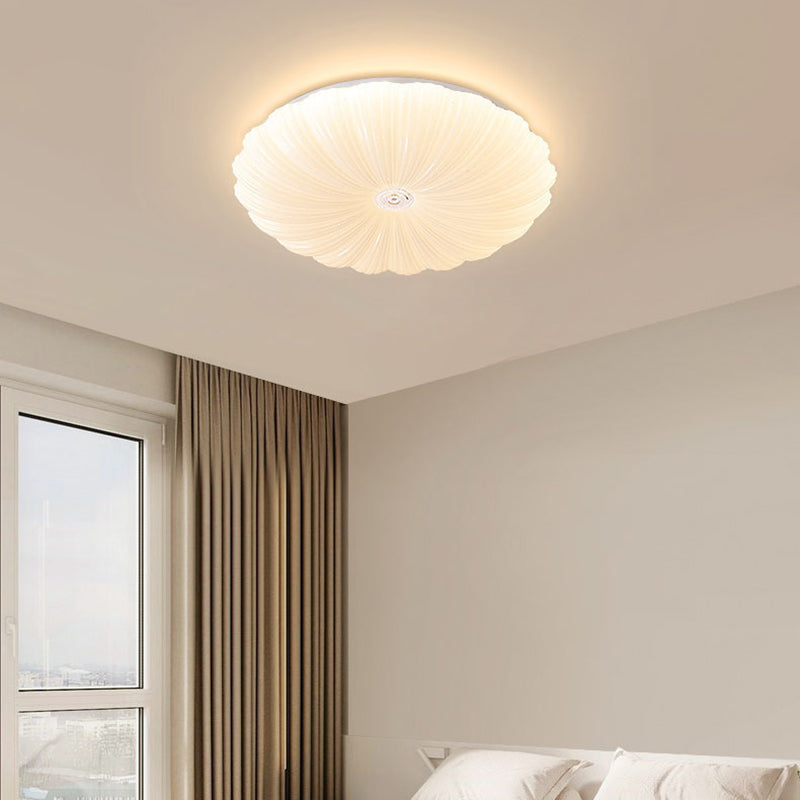 Iron and Acrylic LED Ceiling Flush in White Finish Round Flush Mount