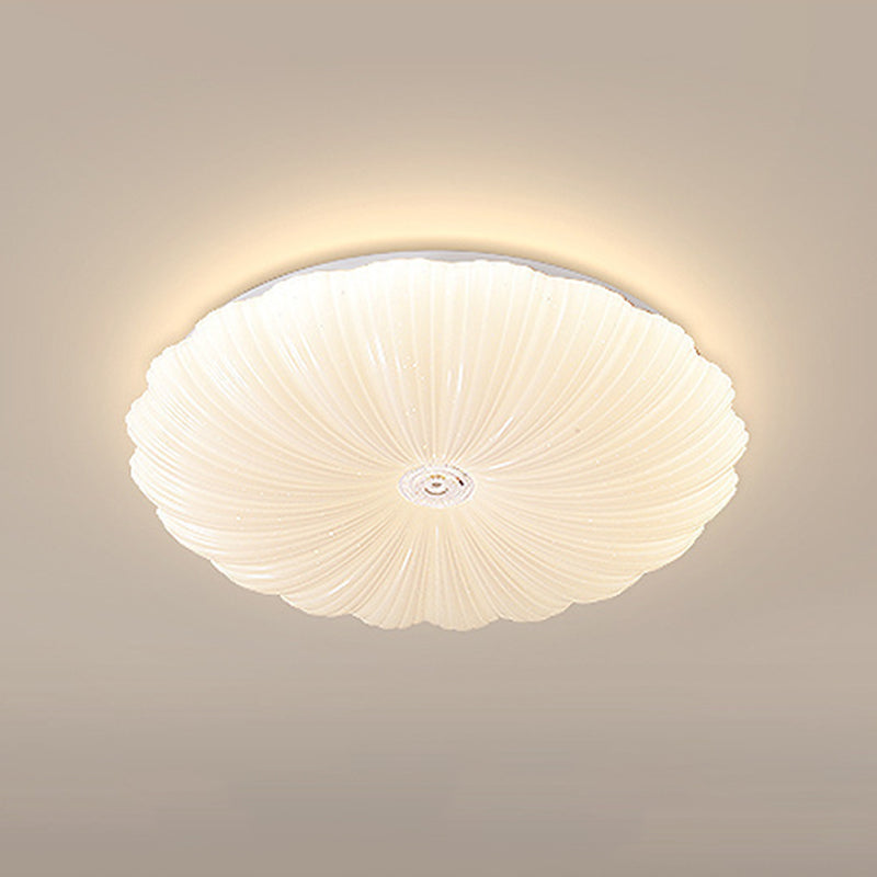 Iron and Acrylic LED Ceiling Flush in White Finish Round Flush Mount