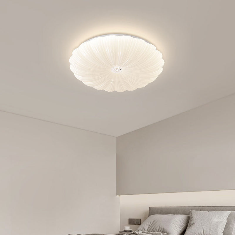 Iron and Acrylic LED Ceiling Flush in White Finish Round Flush Mount