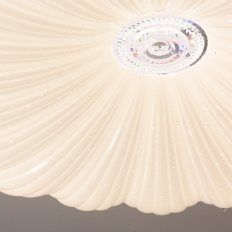 Iron and Acrylic LED Ceiling Flush in White Finish Round Flush Mount