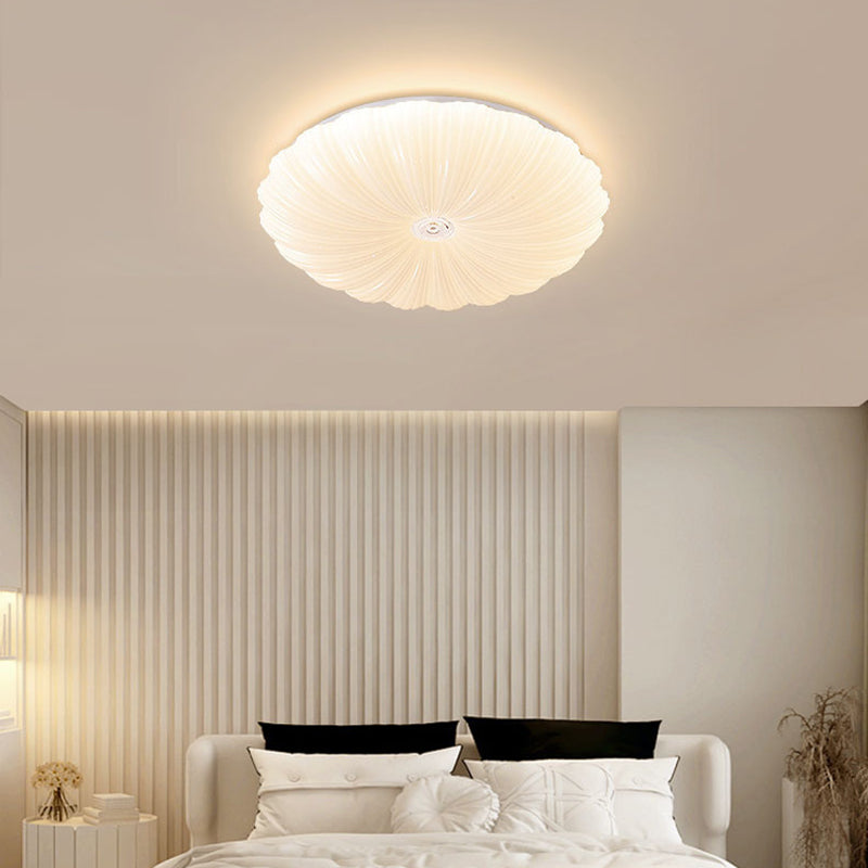 Iron and Acrylic LED Ceiling Flush in White Finish Round Flush Mount