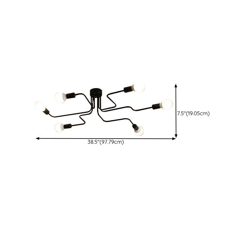 Sputnik Flush Ceiling Light Minimalism Metal Flush Mount for Dining Room