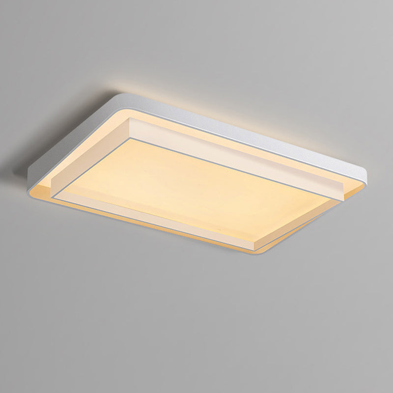 Geometric Flush Mount Fixture Modern Metal Flush Light in White