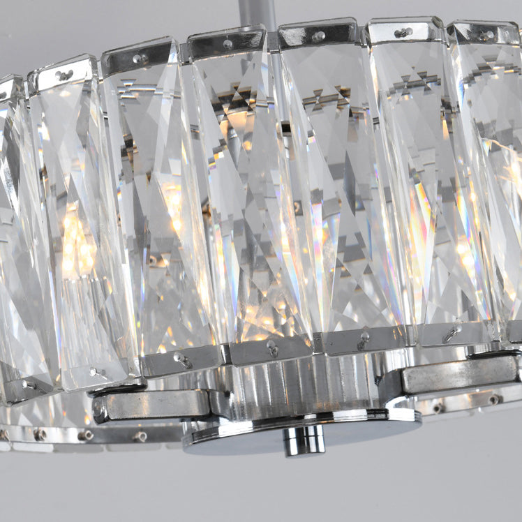 Cylinder Flush Mount Fixture Modern Crystal Flush Light for Living Room