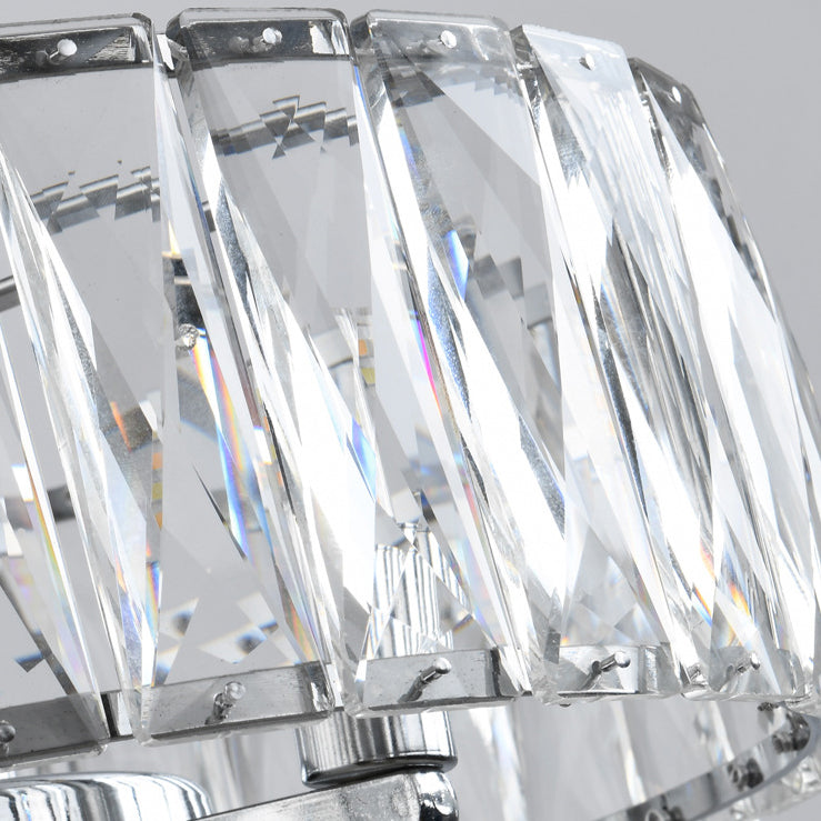 Cylinder Flush Mount Fixture Modern Crystal Flush Light for Living Room