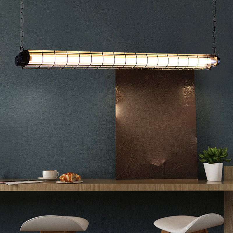 Industrial Style Metal Hanging Lamp Cylinder Shape Island Light Fixture for Dining Table