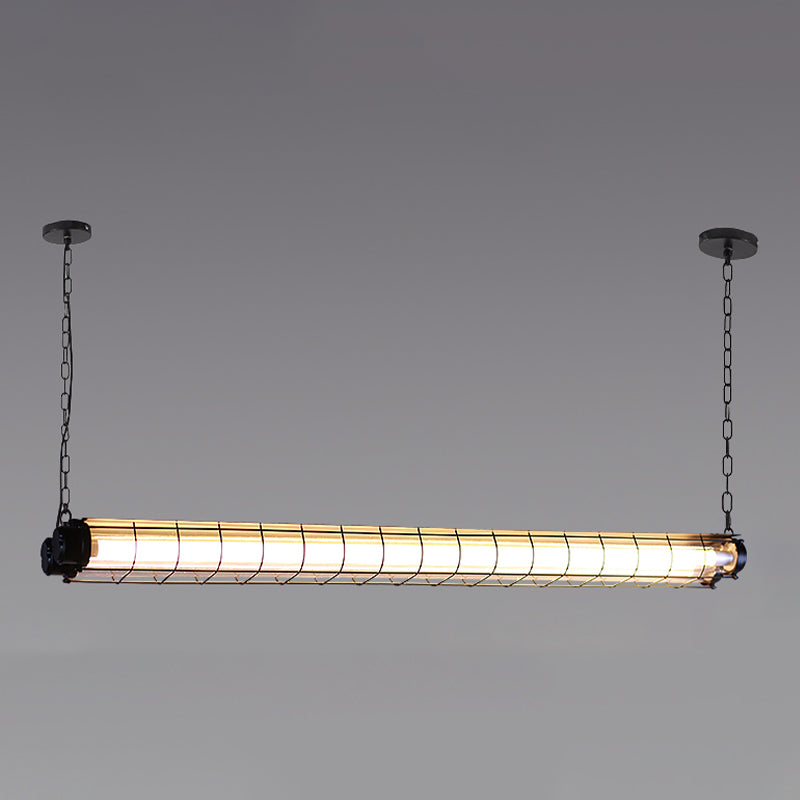 Industrial Style Metal Hanging Lamp Cylinder Shape Island Light Fixture for Dining Table