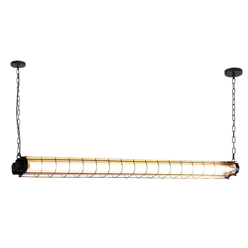 Industrial Style Metal Hanging Lamp Cylinder Shape Island Light Fixture for Dining Table