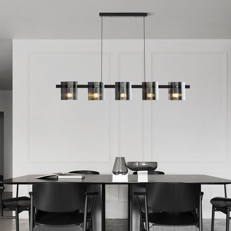 Glass Multi - Head Kitchen Island Light Modern Pendant Ceiling in Black / Gold