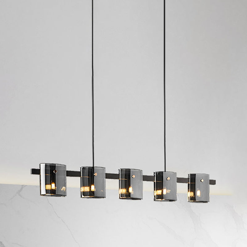 Glass Multi - Head Kitchen Island Light Modern Pendant Ceiling in Black / Gold