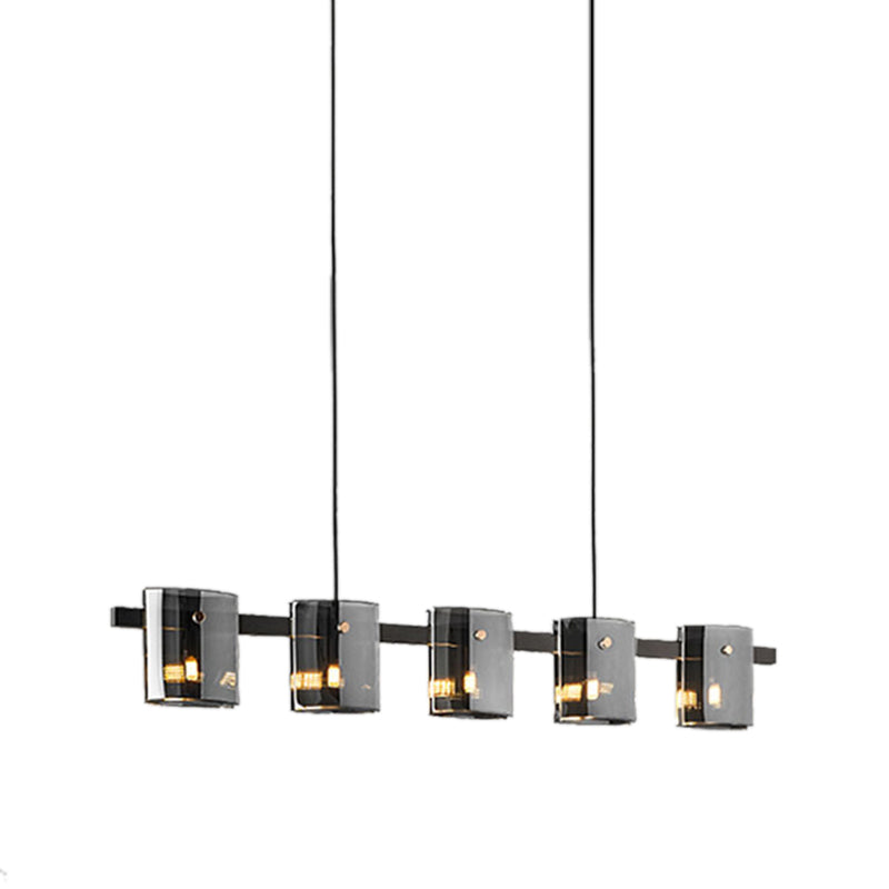 Glass Multi - Head Kitchen Island Light Modern Pendant Ceiling in Black / Gold