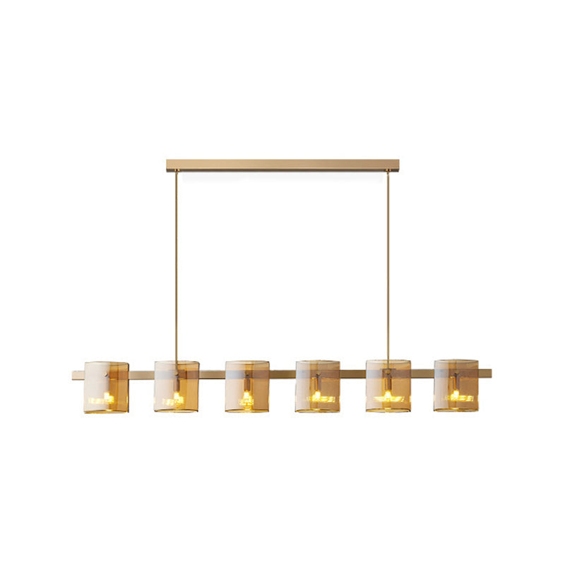 Glass Multi - Head Kitchen Island Light Modern Pendant Ceiling in Black / Gold