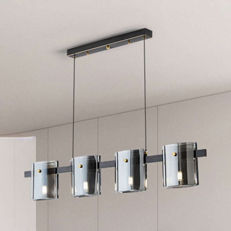Glass Multi - Head Kitchen Island Light Modern Pendant Ceiling in Black / Gold