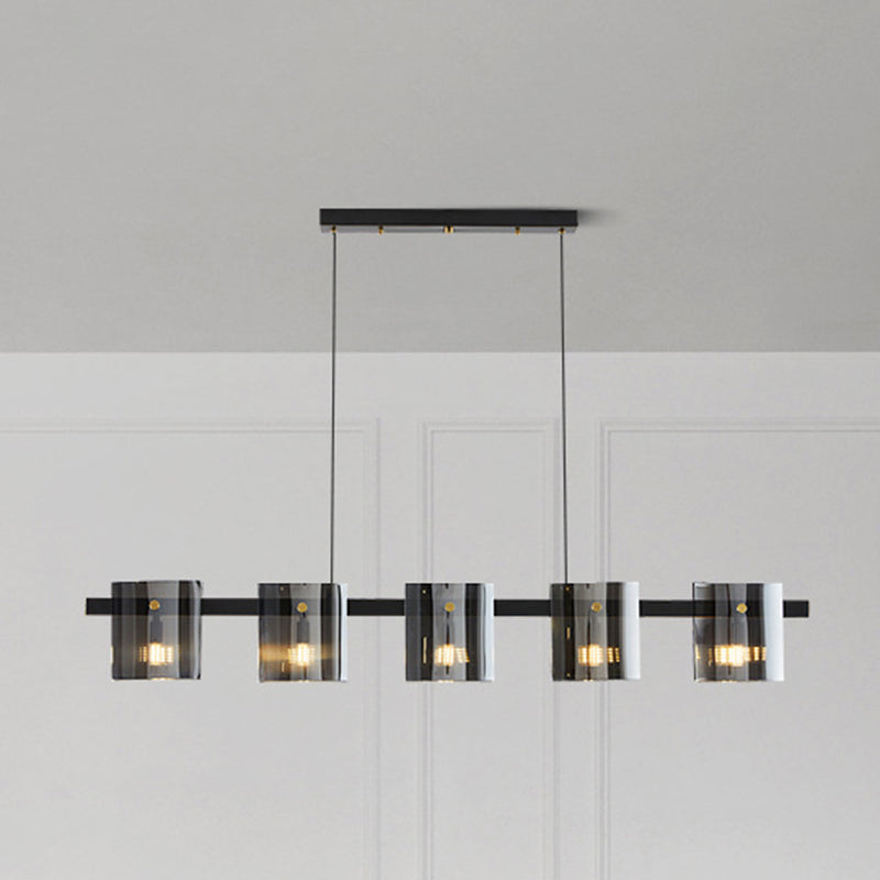 Glass Multi - Head Kitchen Island Light Modern Pendant Ceiling in Black / Gold