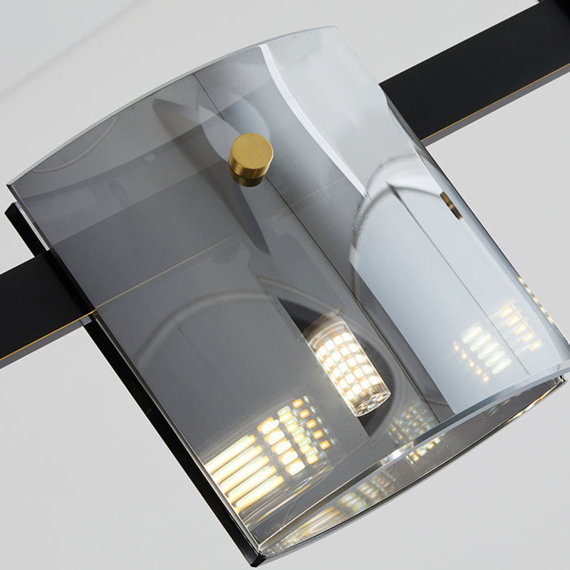 Glass Multi - Head Kitchen Island Light Modern Pendant Ceiling in Black / Gold