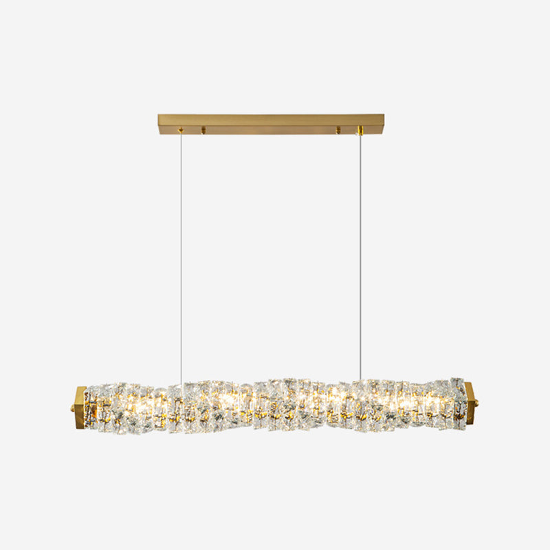 Crystal LED Pendant Ceiling Cylinder Kitchen Island Fixture in Gold Finish