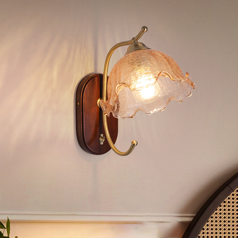 Dome Shape Wood Wall Sconces Modern 1 Light Wall Mount Light Fixture