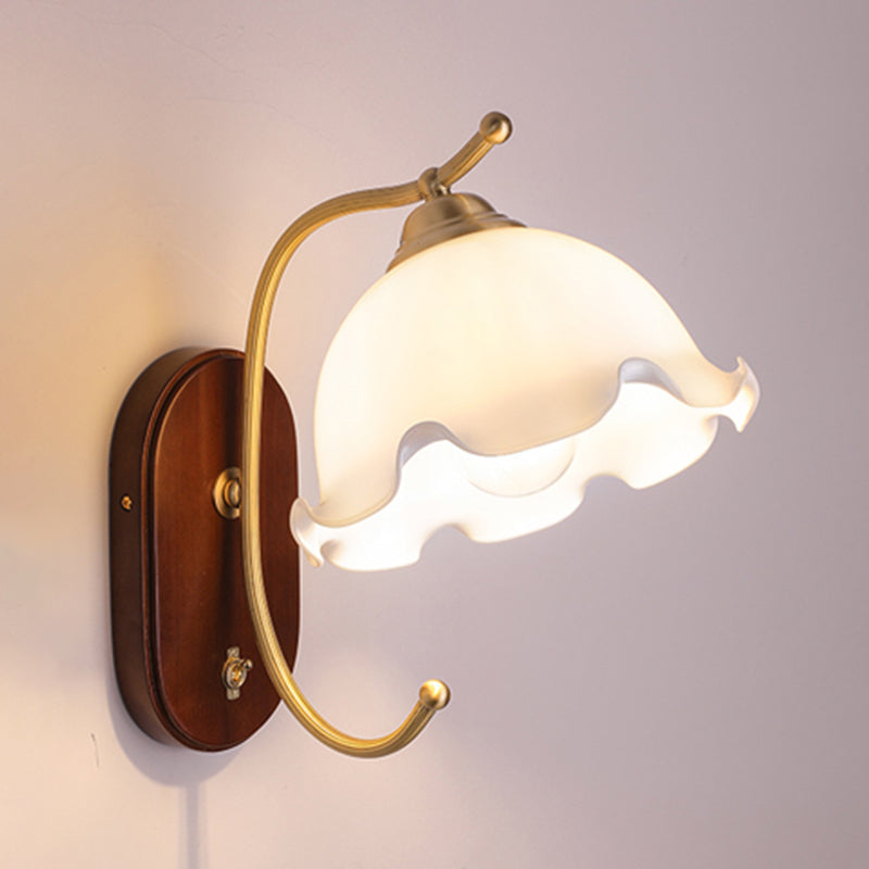 Dome Shape Wood Wall Sconces Modern 1 Light Wall Mount Light Fixture