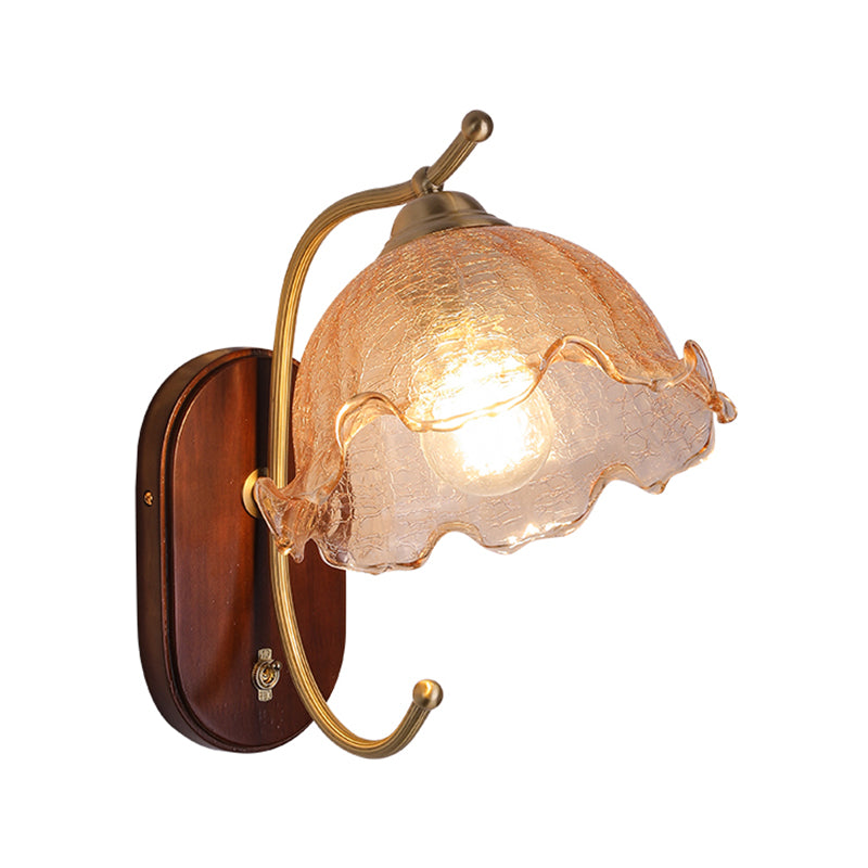 Dome Shape Wood Wall Sconces Modern 1 Light Wall Mount Light Fixture