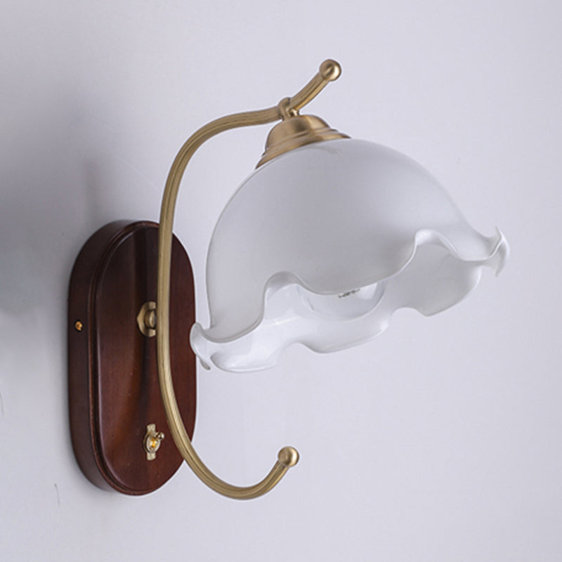 Dome Shape Wood Wall Sconces Modern 1 Light Wall Mount Light Fixture