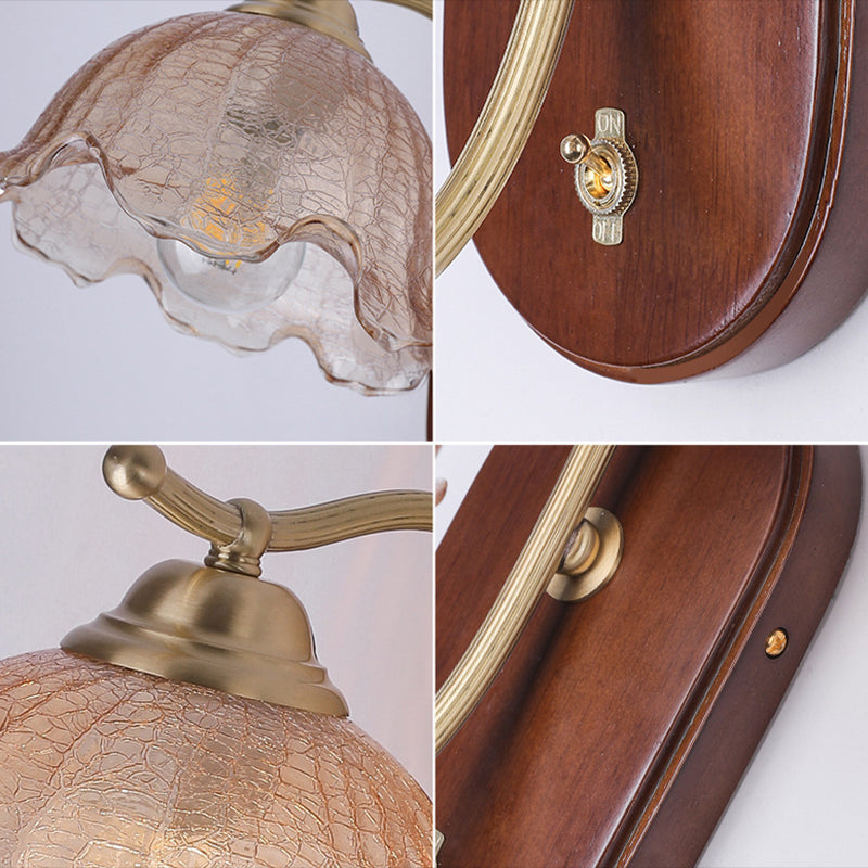 Dome Shape Wood Wall Sconces Modern 1 Light Wall Mount Light Fixture