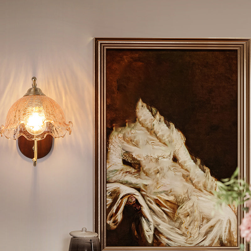 Dome Shape Wood Wall Sconces Modern 1 Light Wall Mount Light Fixture