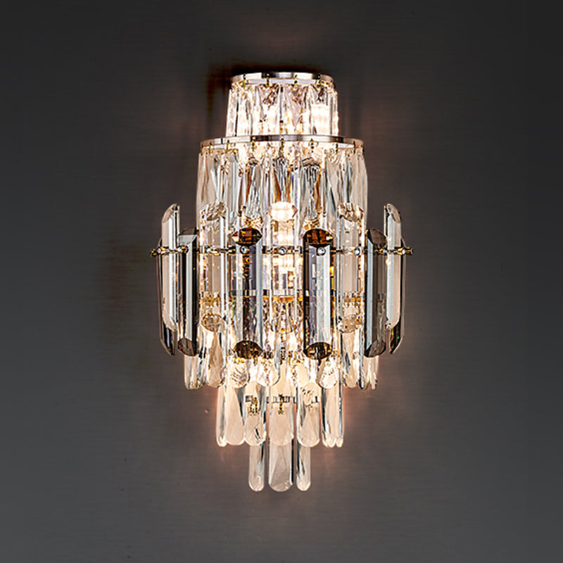 Geometric Shape Crystal Wall Sconces Modern Multi-Lights Wall Mount Light Fixture in Gold