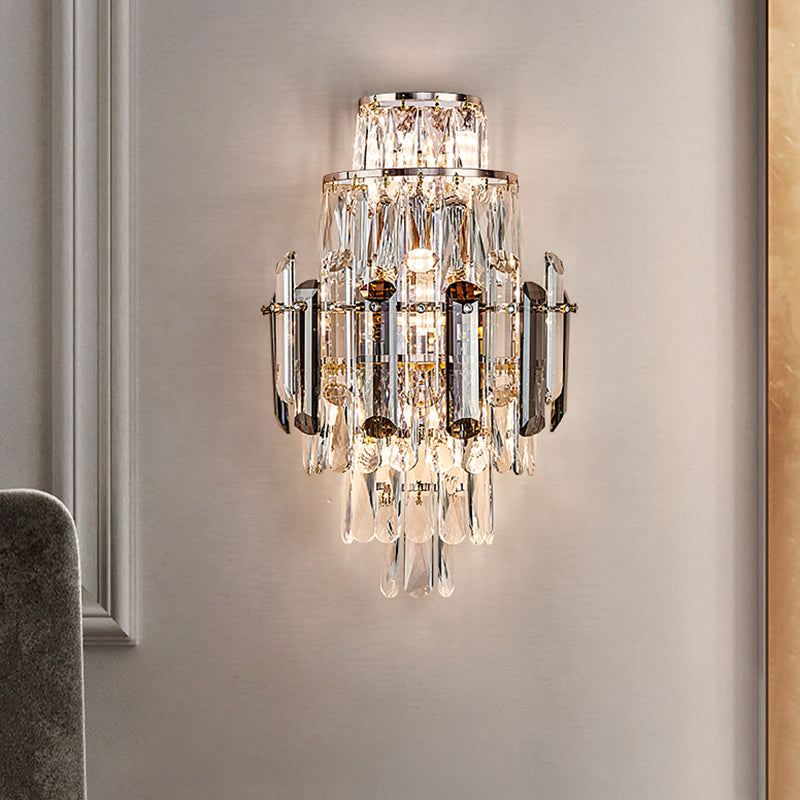 Geometric Shape Crystal Wall Sconces Modern Multi-Lights Wall Mount Light Fixture in Gold