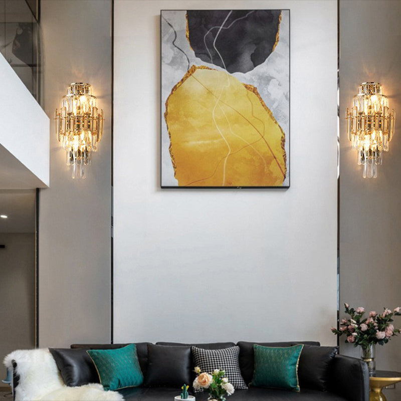 Geometric Shape Crystal Wall Sconces Modern Multi-Lights Wall Mount Light Fixture in Gold