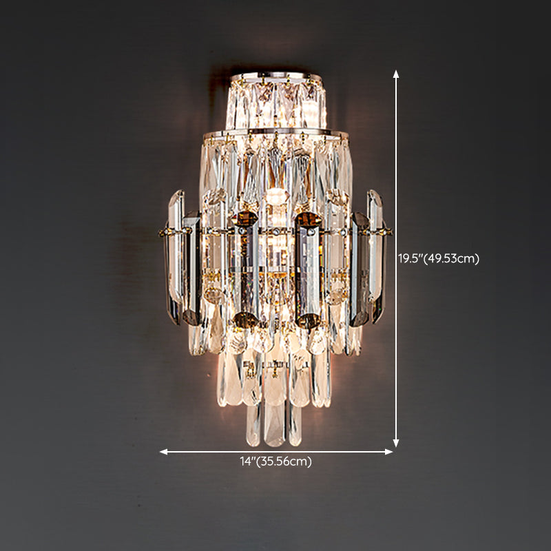 Geometric Shape Crystal Wall Sconces Modern Multi-Lights Wall Mount Light Fixture in Gold