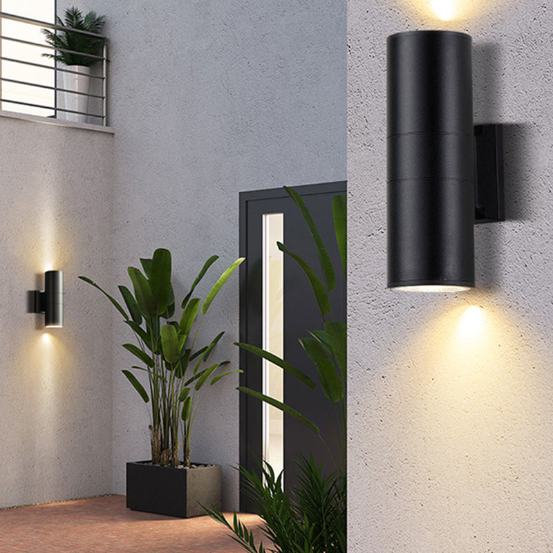 Modernism Wall Sconce Cylinder Outdoor Sconce Light Fixture for Courtyard