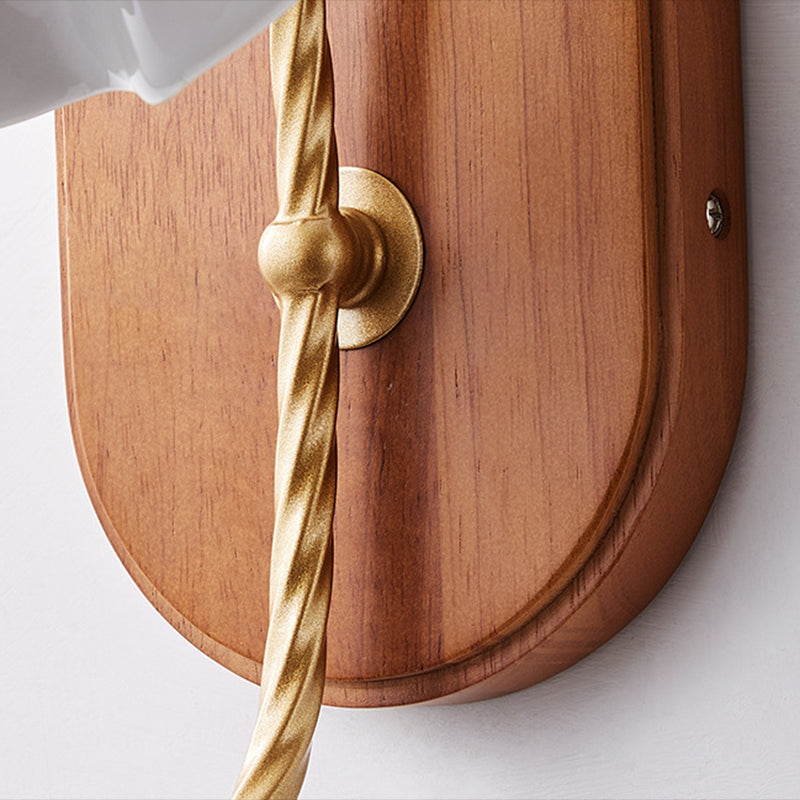 Contemporary White Shade Wall Light 1-Light Wall Mounted Light Fixture for Bedroom