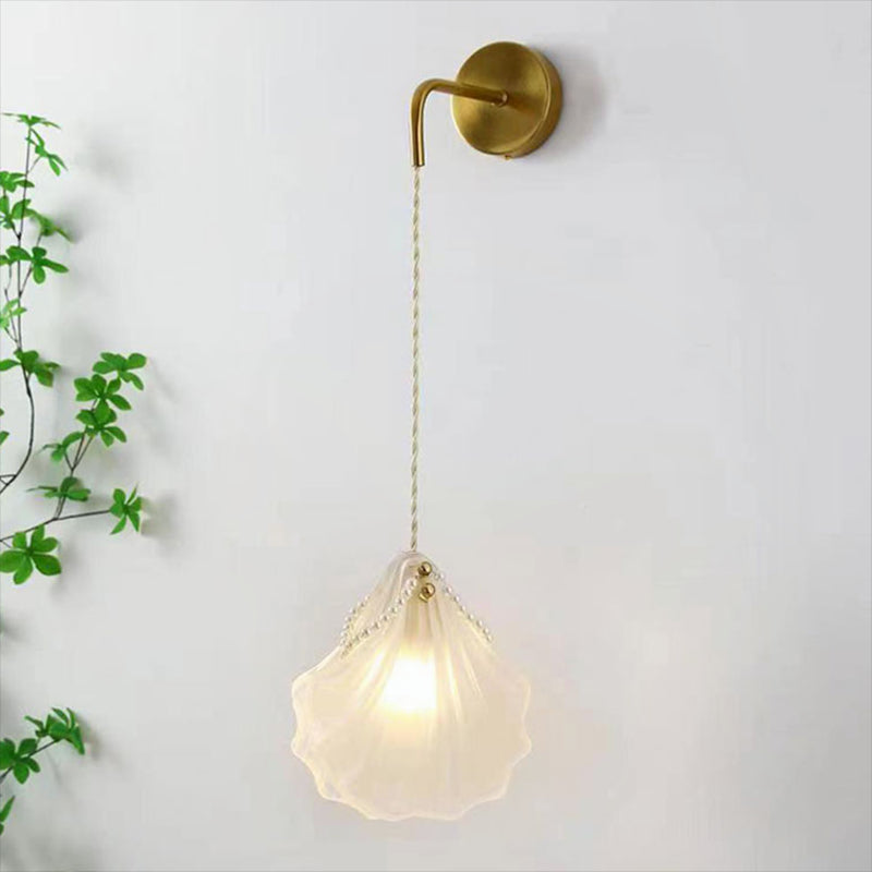 Contemporary Glass Shade Wall Light 1-Light Wall Mounted Light Fixture for Bedroom
