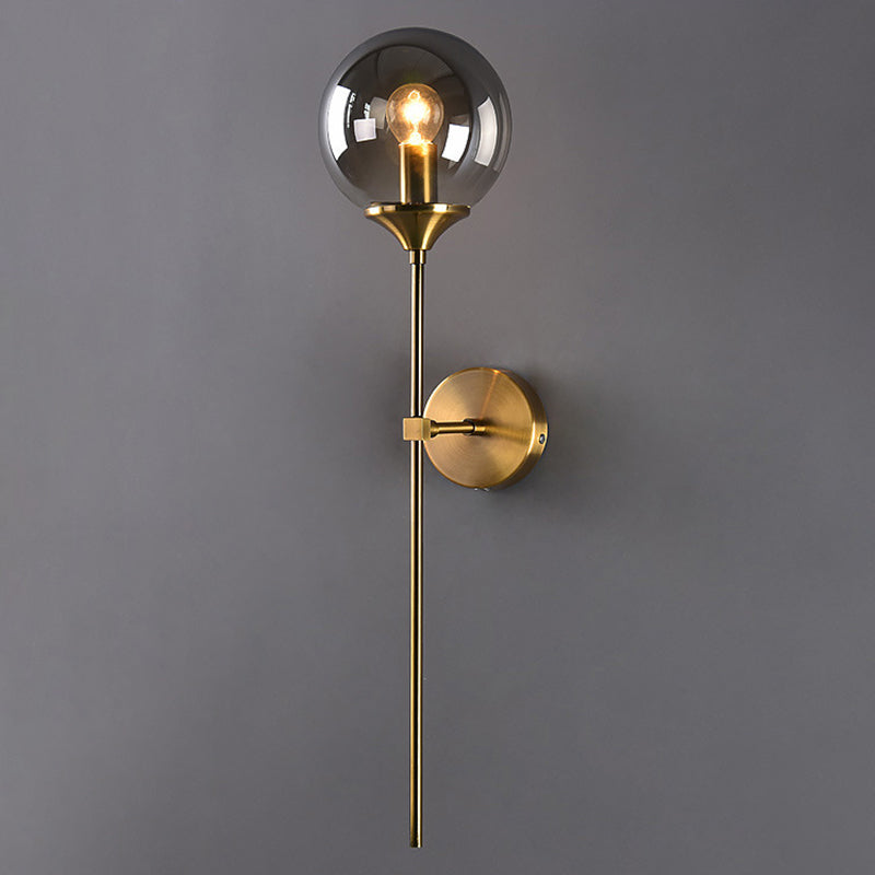 Contemporary Metal Wall Sconce Ball Shape Vanity Lamp with Glass Shade for Bathroom