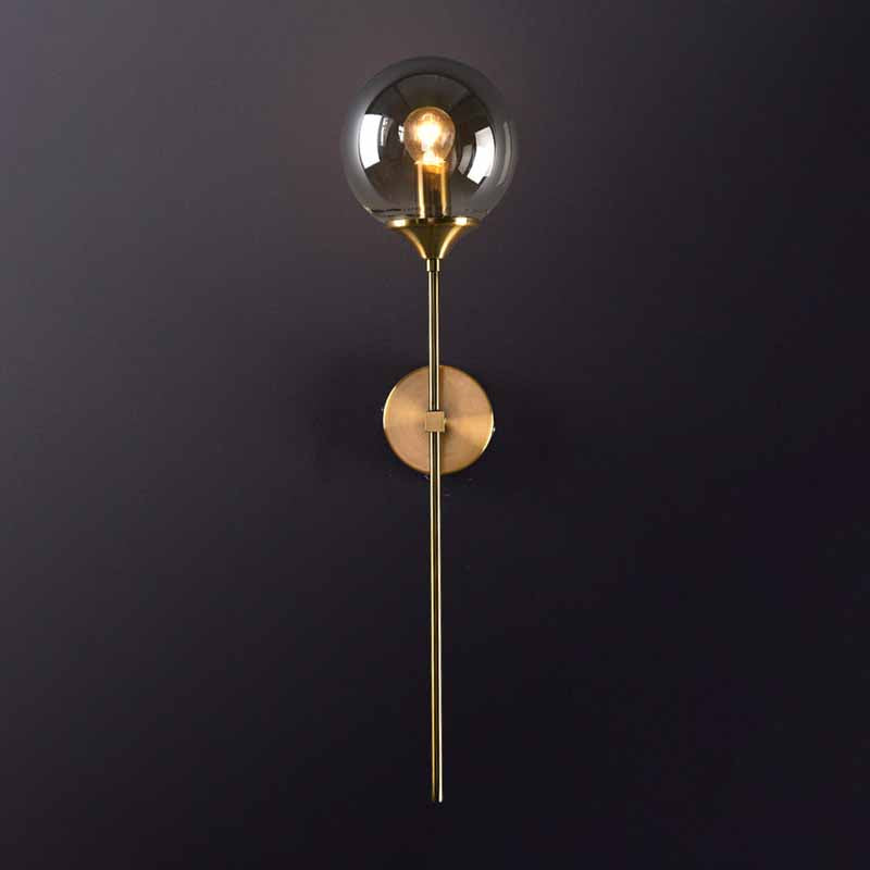 Contemporary Metal Wall Sconce Ball Shape Vanity Lamp with Glass Shade for Bathroom