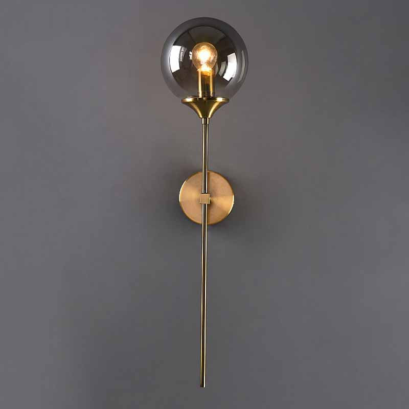 Contemporary Metal Wall Sconce Ball Shape Vanity Lamp with Glass Shade for Bathroom
