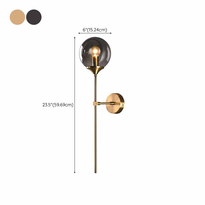 Contemporary Metal Wall Sconce Ball Shape Vanity Lamp with Glass Shade for Bathroom