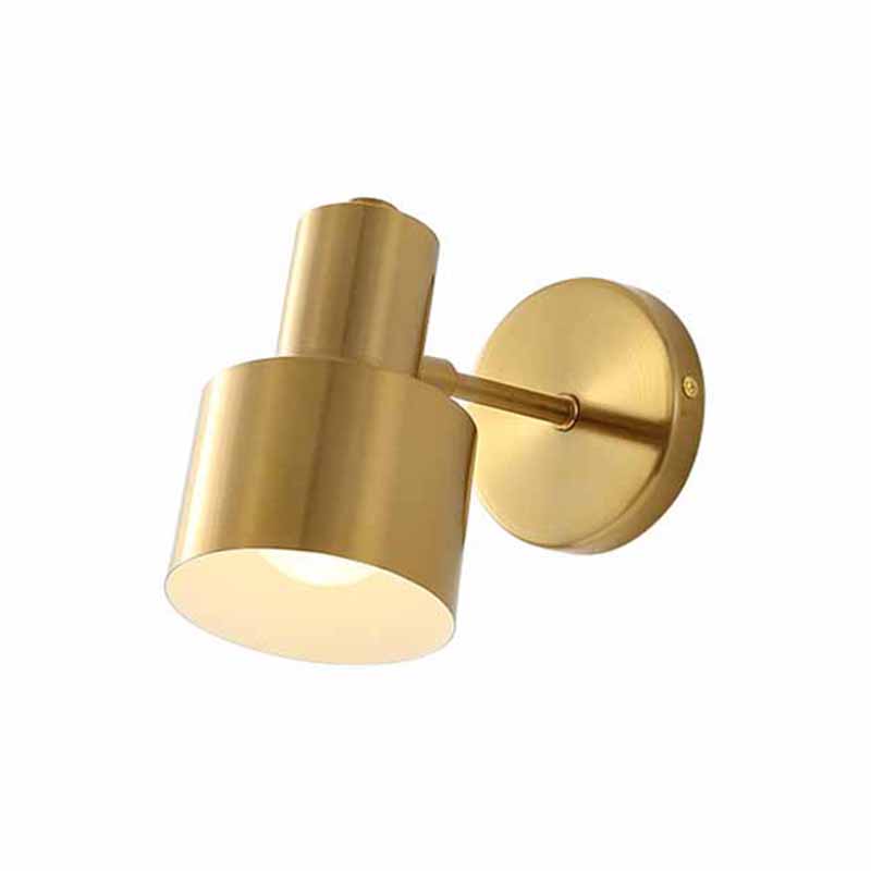 Metal Modern Wall Sconce Cylinder Shape Vanity Lamp with Copper Shade for Bathroom