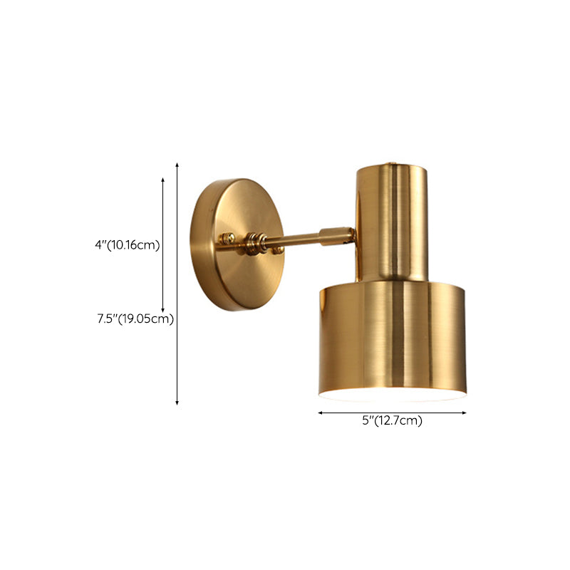 Metal Modern Wall Sconce Cylinder Shape Vanity Lamp with Copper Shade for Bathroom