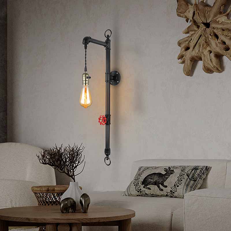 Contemporary Adjustable Wall Sconce Metal Pipe Shape Vanity Lamp for Bathroom