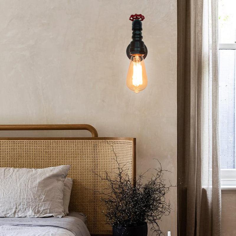 Black Contemporary Wall Sconce Metal Pipe Shape Vanity Lamp for Bathroom