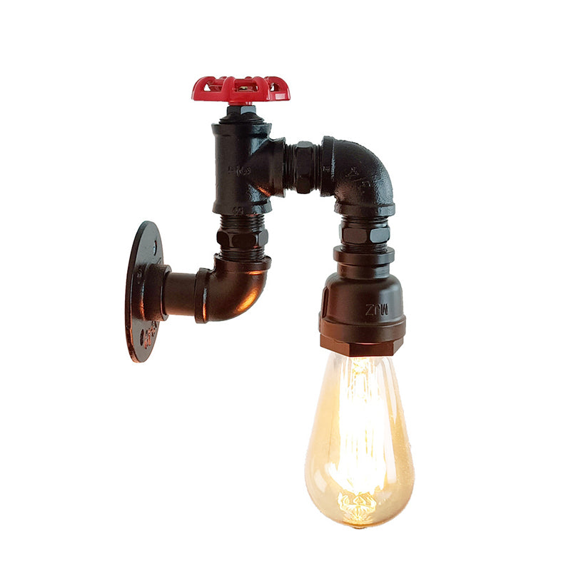Black Contemporary Wall Sconce Metal Pipe Shape Vanity Lamp for Bathroom