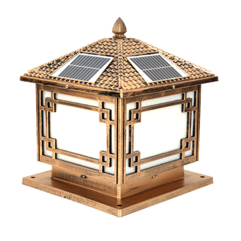 Contemporary Pillar Lighting Fixture Minimalist LED Solar Lamp for Garden