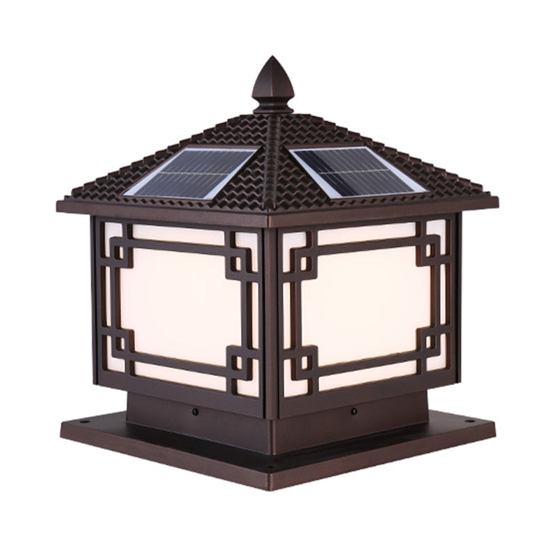 Contemporary Pillar Lighting Fixture Minimalist LED Solar Lamp for Garden