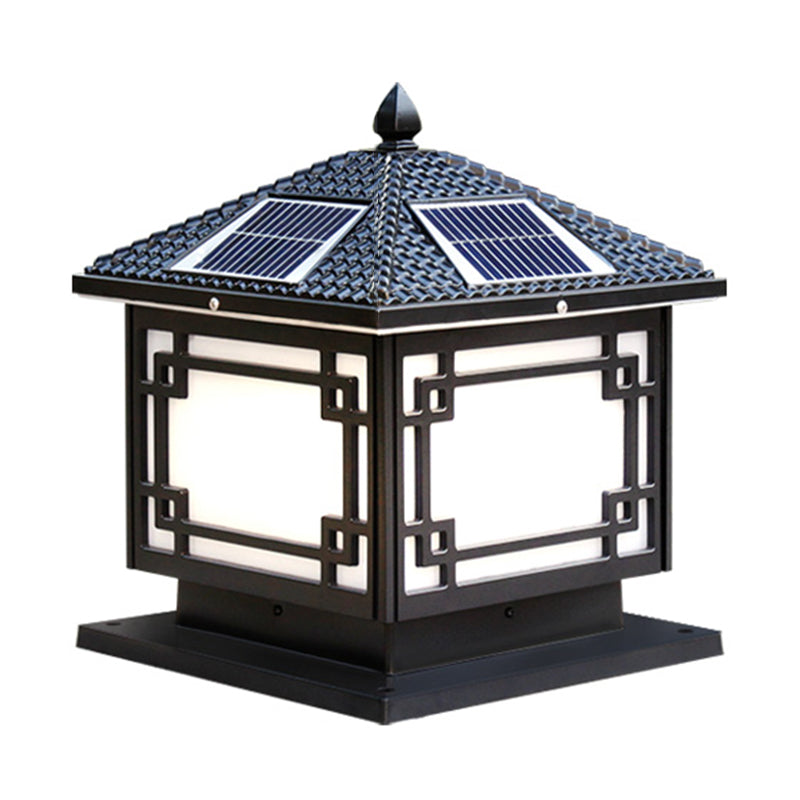 Contemporary Pillar Lighting Fixture Minimalist LED Solar Lamp for Garden