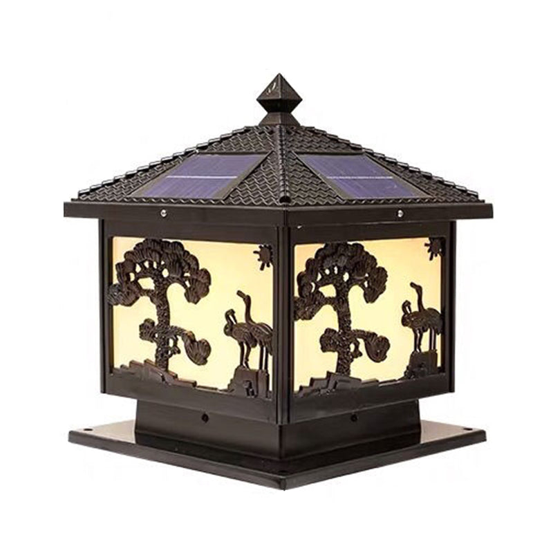 Metal Square Shape Outdoor Light Modern Style 1 Light Solar Pillar Lights